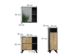 Vicco Badmöbel-Set Leano Anthrazit/Bergeiche 3 Teile