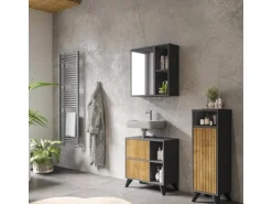 Vicco Badmöbel-Set Leano Anthrazit/Bergeiche 3 Teile