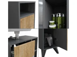 Vicco Badmöbel-Set Leano Anthrazit/Bergeiche 3 Teile