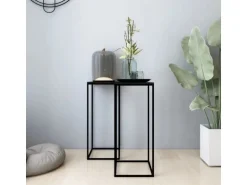 vidaXL Beistelltische 2 Stk. Schwarz Stahl