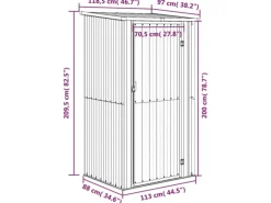 vidaXL Geräteschuppen Anthrazit 118,5x97x209,5 cm Verzinkter Stahl 1038305