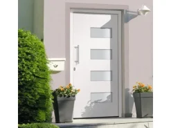 vidaXL Haustür Aluminium und PVC Weiß 100x200 cm 3056821