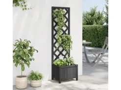 vidaXL Pflanzkübel mit Rankgitter Schwarz Massivholz Tanne 1946020