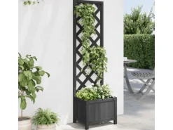 vidaXL Pflanzkübel mit Rankgitter Schwarz Massivholz Tanne 1946020