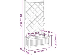 vidaXL Pflanzkübel mit Spalier Grau Massivholz Tanne 1947134