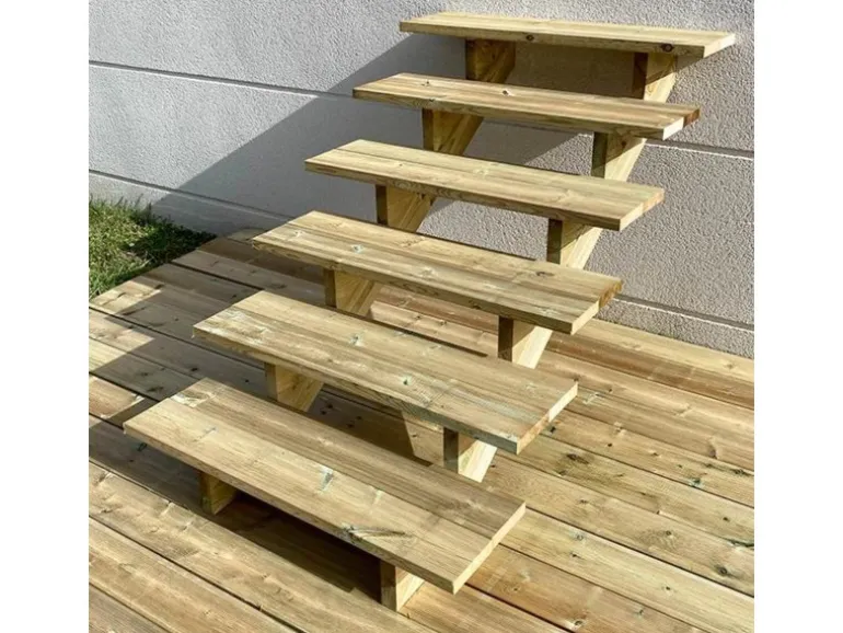 Vinuovo Außentreppe Holz 6 Stufen 100cm ohne Setzstufen