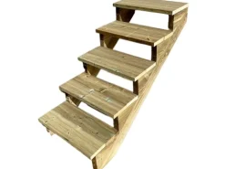 Vinuovo Außentreppe Holz 5 Stufen 60cm ohne Setzstufen