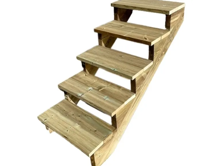 Vinuovo Außentreppe Holz 5 Stufen 60cm ohne Setzstufen