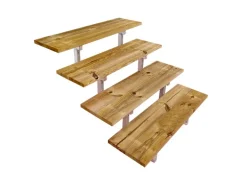 Vinuovo Außentreppe Stahl Oslo 4 Stufen Holz 80cm