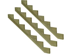 Vinuovo 3er Set Treppenwange 7 Stufen aus KDI Holz für Gartentreppen 119cm