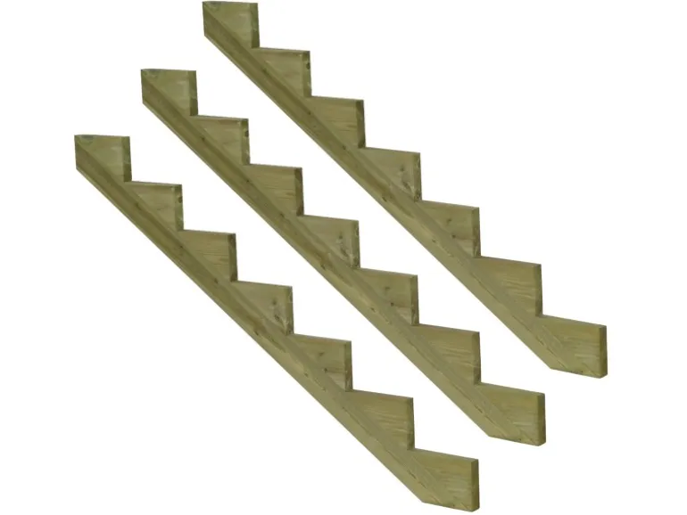 Vinuovo 3er Set Treppenwange 7 Stufen aus KDI Holz für Gartentreppen 119cm