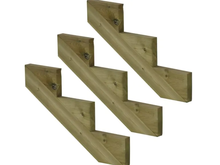 Vinuovo 3er Set Treppenwange 3 Stufen aus KDI Holz für Gartentreppen 51cm