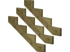 Vinuovo 3er Set Treppenwange 4 Stufen aus KDI Holz für Gartentreppen