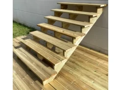 Vinuovo Gartentreppe Holz 7 Stufen 140cm ohne Setzstufen