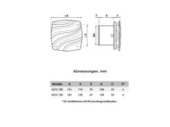 VLANO Badlüfter ALTO 120 Black mit Quick-Fix Montagesystem