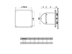 VLANO Badlüfter EOS 100 BK mit Echtglasfront, Rückschlagklappe