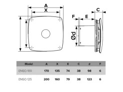 VLANO Badventilator ENSO 100 TH Dark mit Feuchtigkeitssensor und Nachlauf