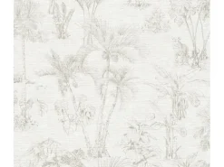 Vliestapete Dschungel Matt Leicht Strukturiert Beige Grau FSC®