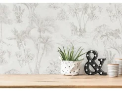 Vliestapete Dschungel Matt Leicht Strukturiert Beige Grau FSC®