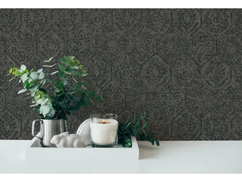 Vliestapete Orient Vintage Matt Leicht Strukturiert Grau Schwarz FSC®