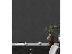 Vliestapete Uni Matt Leicht Strukturiert Schwarz FSC®