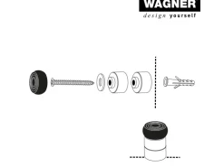 Wagner Wandtürstopper Ø 23 mm x 32 mm Edelstahl Optik