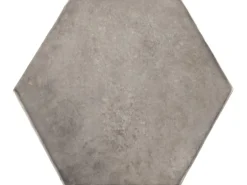 Wandfliese Antik Hexagon Steingut Grau Glasiert Glänzend 15 cm x 17,5 cm