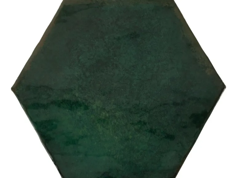 Wandfliese Antik Hexagon Steingut Moos Glasiert Glänzend 15 cm x 17,5 cm
