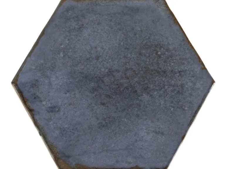 Wandfliese Antik Hexagon Steingut Azur Glasiert Glänzend 15 cm x 17,5 cm