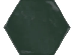 Wandfliese Artisa Hexagon Steingut Grün Glasiert Glänzend 15 cm x 17,5 cm