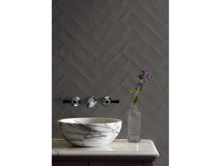 Wandfliese Artisa Steingut Carbon Glasiert Glänzend 7,5 cm x 30 cm