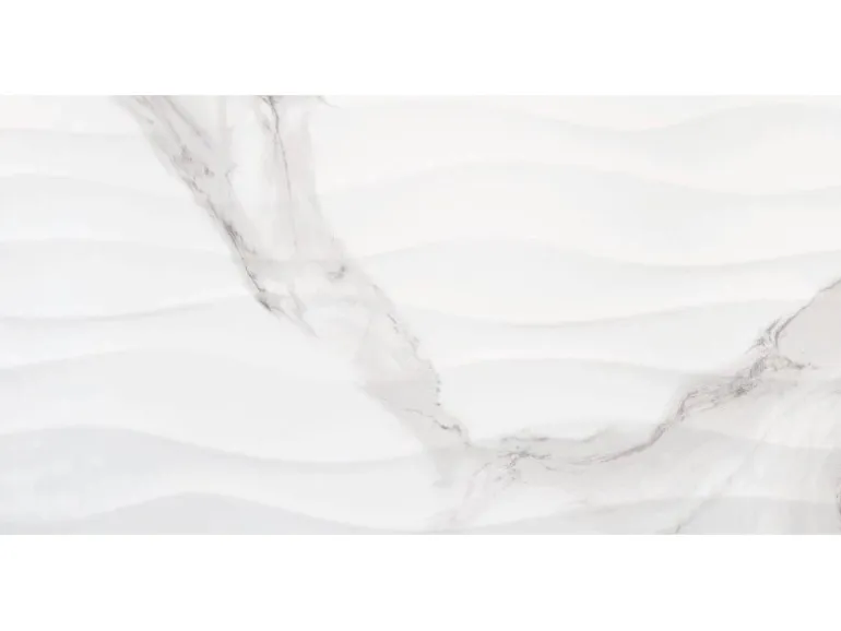Wandfliese Calacatta Wave Feinsteinzeug Weiß-Grau Glasiert 30 x 60 x 1 cm