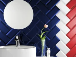 Wandfliese Facette Metro Blau glänzend glasiert 10 cm x 20 cm