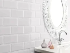 Wandfliese Facette Metro Weiß glänzend glasiert 10 cm x 20 cm