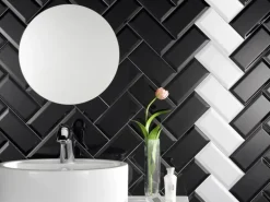 Wandfliese Facette Metro Weiß glänzend glasiert 10 cm x 20 cm