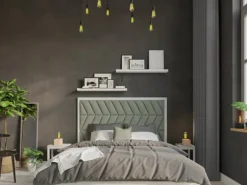 Wandkissen Diamant links 30 cm x 15 cm Mint Samt