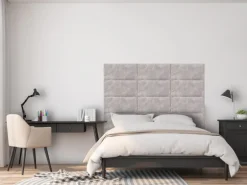 Wandkissen Rechteck 60 cm x 30 cm Beige Leder-Optik