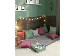 Wandkissen Rechteck 60 cm x 30 cm Dunkelgrau Struktur