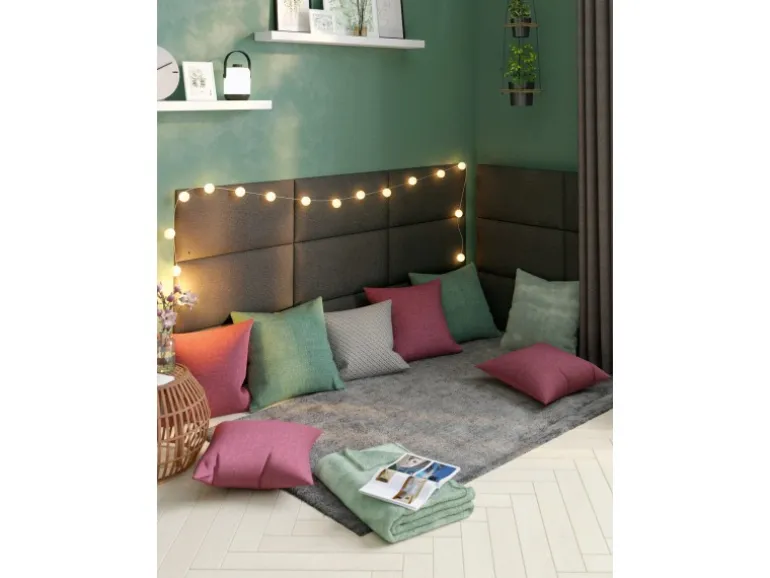 Wandkissen Rechteck 60 cm x 30 cm Dunkelgrau Struktur