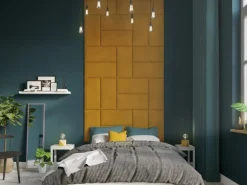 Wandkissen Rechteck 60 cm x 30 cm Gelb Samt