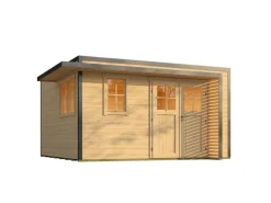 Weka Gartenhaus Amberley Doppeltür 2 Fenster Naturbelassen 400 cm x 400 cm