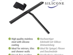 Wenko Badezimmerwischer Mola XXL mit breiter Wischfläche aus Silikon Schwarz