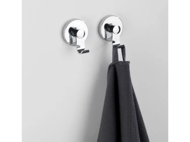 Wenko Vacuum-Loc Haken-Set Irun 2er Set ohne Bohren (ABS) 6 x 7 x 5 cm Chrom