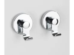 Wenko Vacuum-Loc Haken-Set Irun 2er Set ohne Bohren (ABS) 6 x 7 x 5 cm Chrom