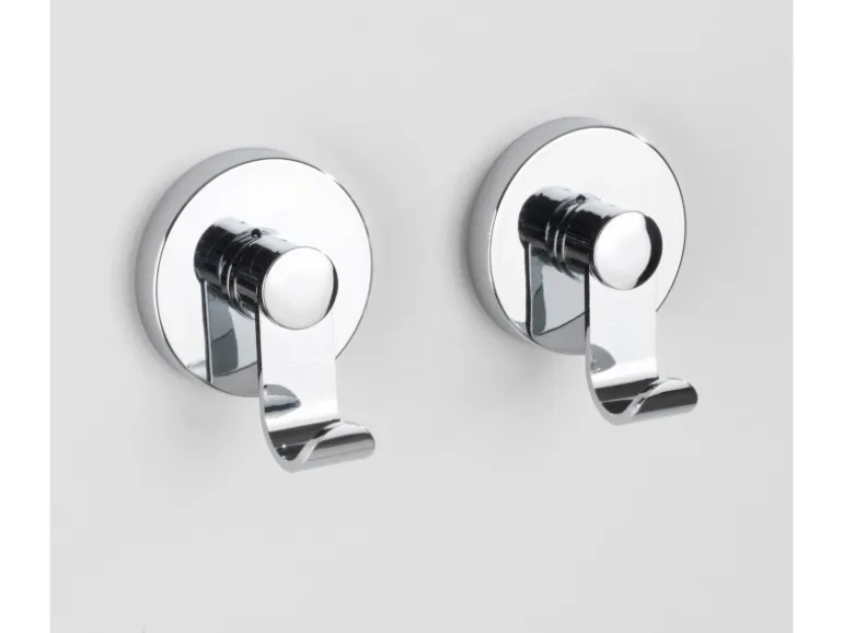 Wenko Vacuum-Loc Haken-Set Irun 2er Set ohne Bohren (ABS) 6 x 7 x 5 cm Chrom