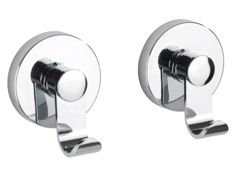 Wenko Vacuum-Loc Haken-Set Irun 2er Set ohne Bohren (ABS) 6 x 7 x 5 cm Chrom