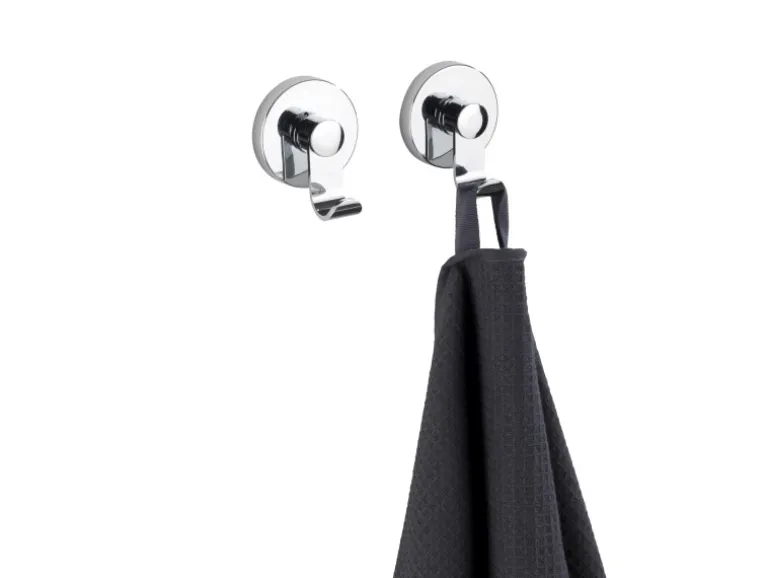 Wenko Vacuum-Loc Haken-Set Irun 2er Set ohne Bohren (ABS) 6 x 7 x 5 cm Chrom