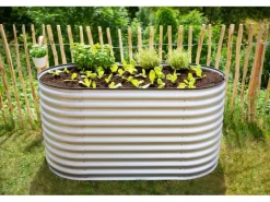 Westmann Hochbeet Oval Metall Silber 160 cm x 80 cm x 82 cm