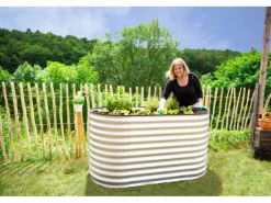 Westmann Hochbeet Oval Metall Silber 160 cm x 80 cm x 82 cm