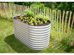 Westmann Hochbeet Oval Metall Silber 160 cm x 80 cm x 82 cm